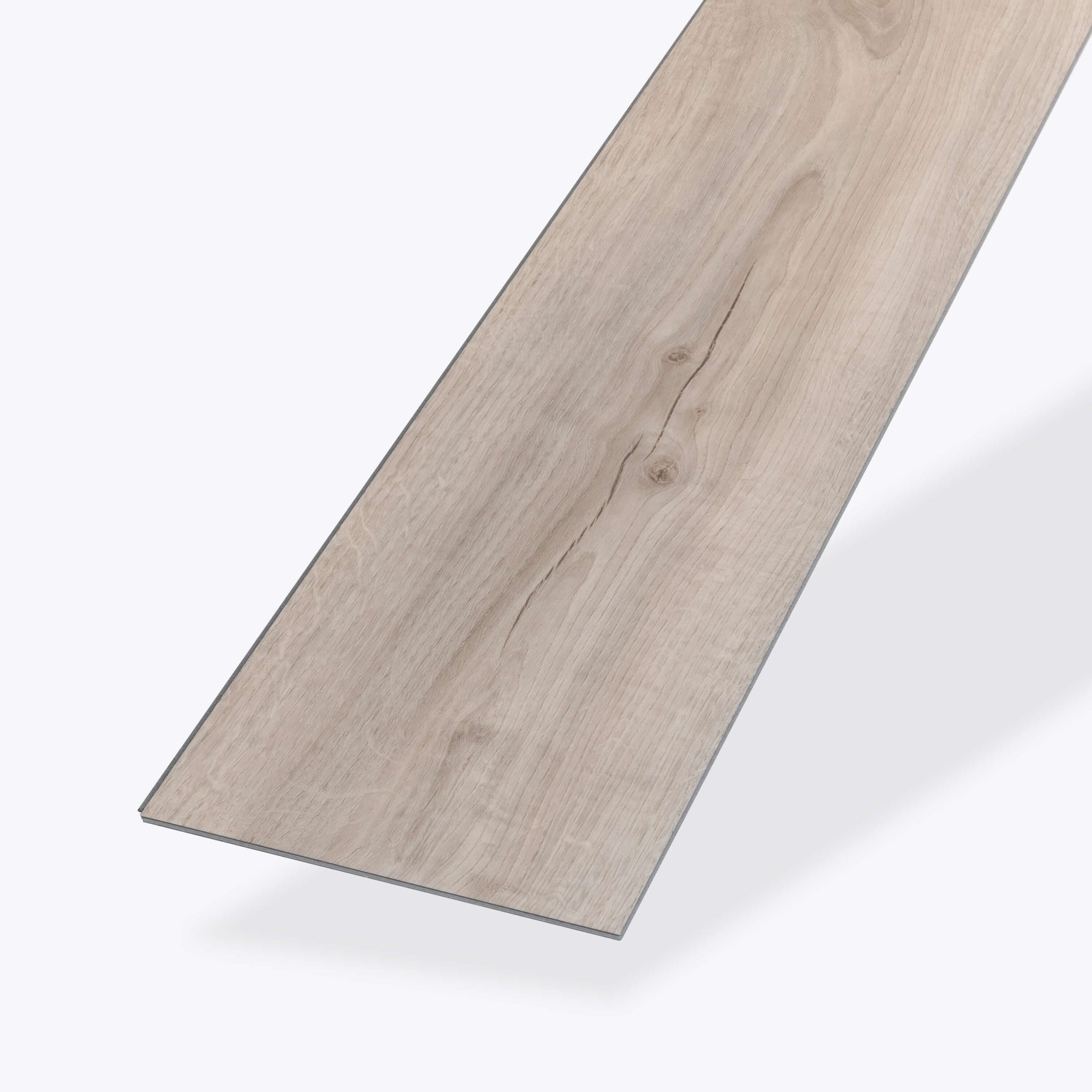 A single Inland* light wood-look vinyl plank featuring a subtle grain pattern and natural knots, displayed against a plain white background.