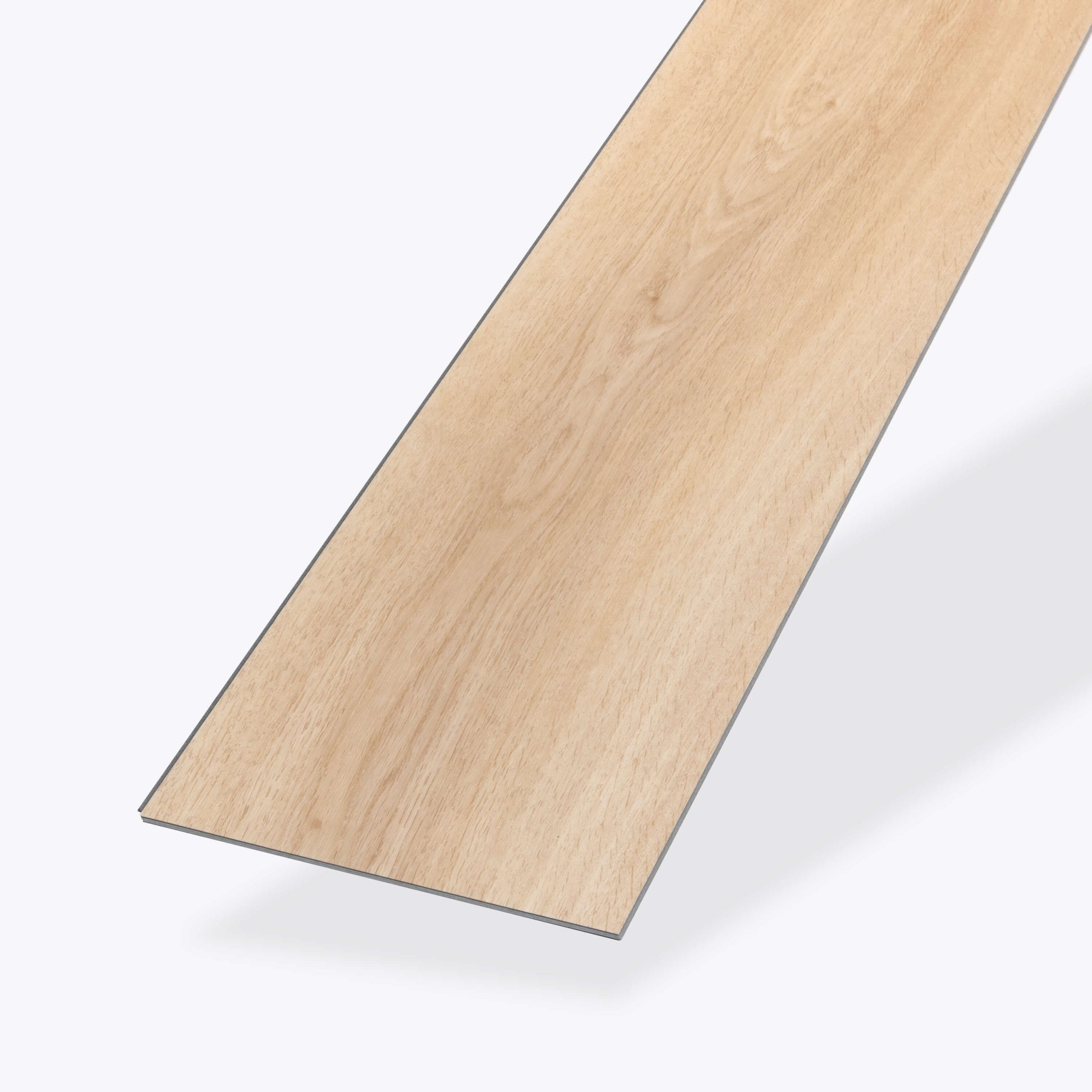A single Rondeau* light wood-look vinyl flooring plank, with natural grain pattern and beveled edge, is displayed against a plain white background.